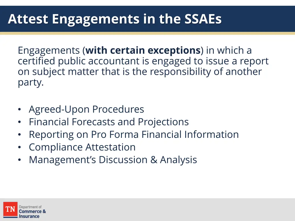 attest engagements in the ssaes
