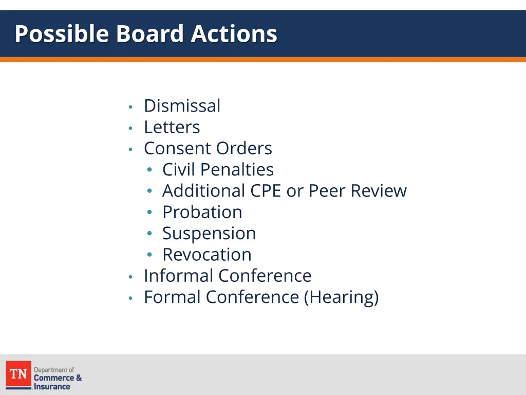 possible board actions