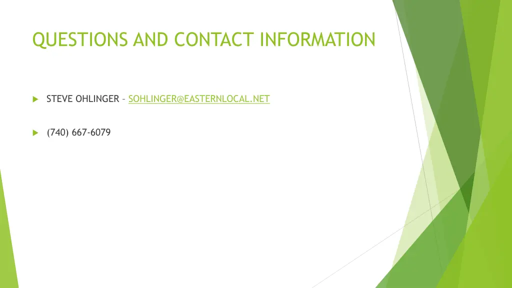 questions and contact information