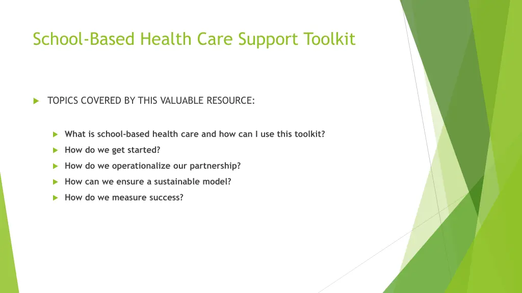 school based health care support toolkit