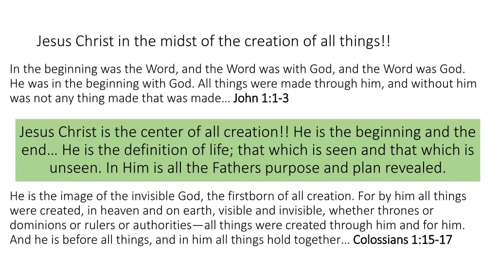 jesus christ in the midst of the creation