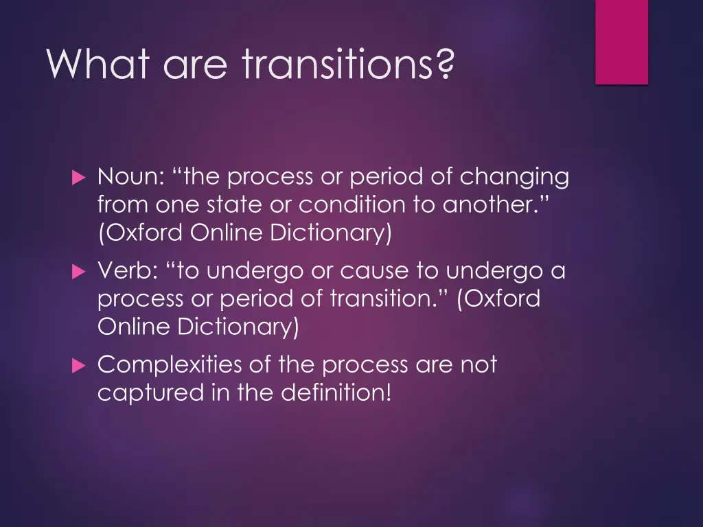what are transitions