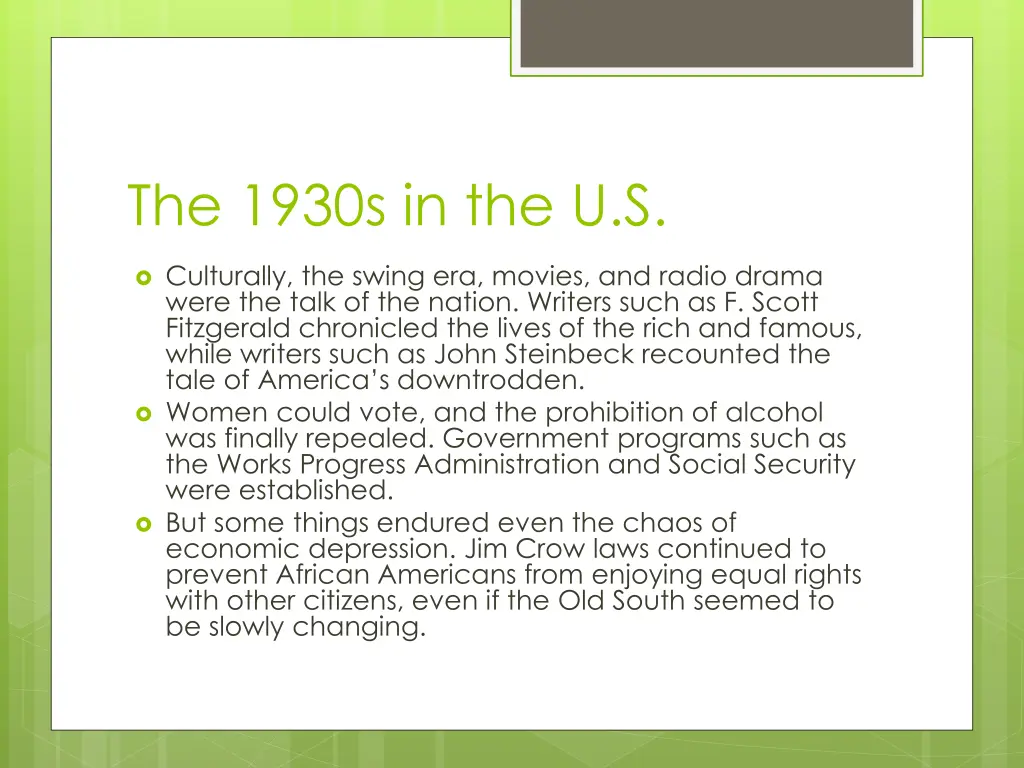 the 1930s in the u s
