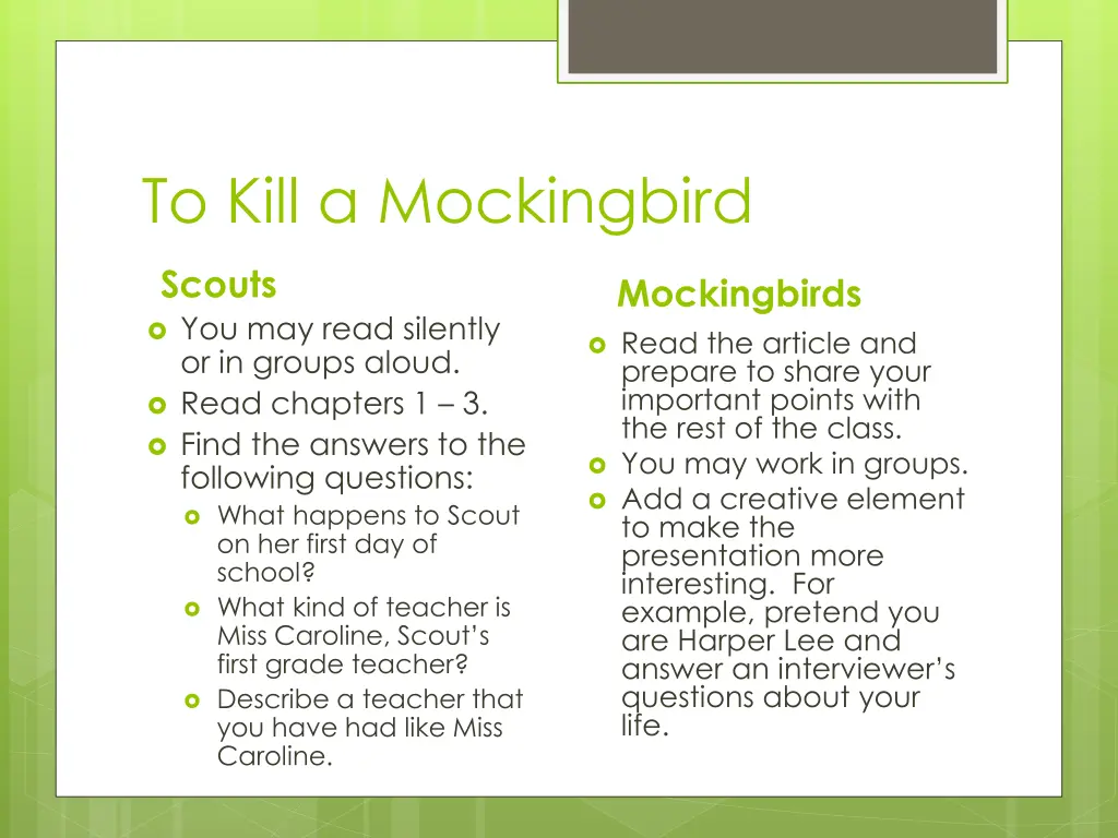 to kill a mockingbird 1
