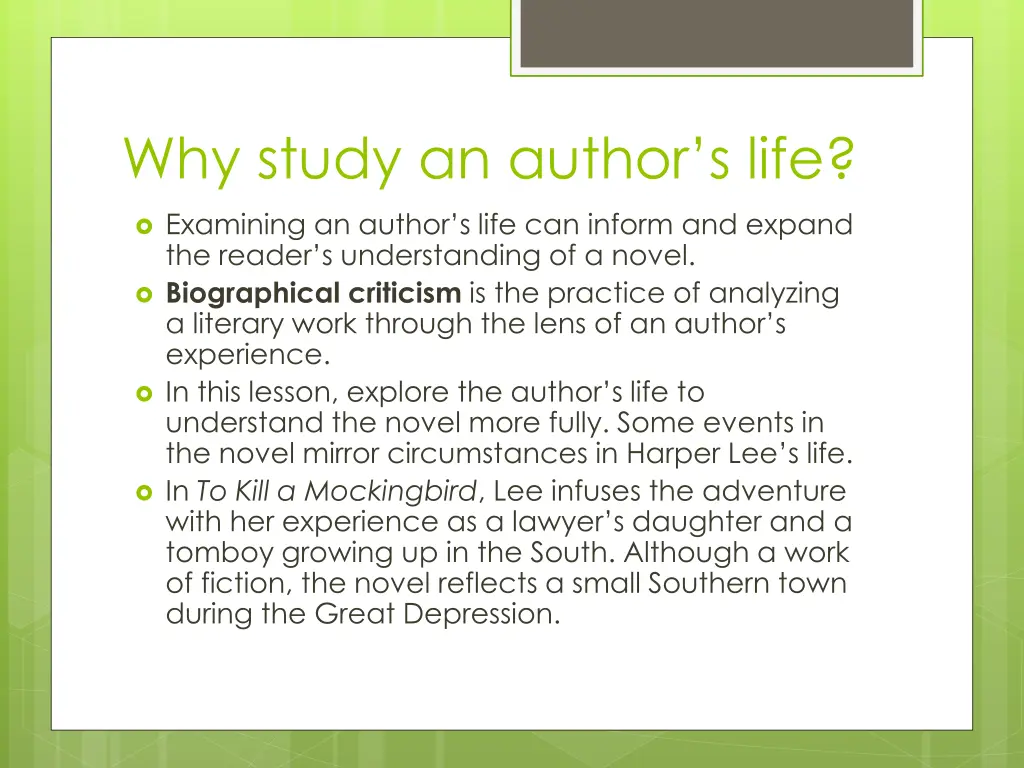 why study an author s life