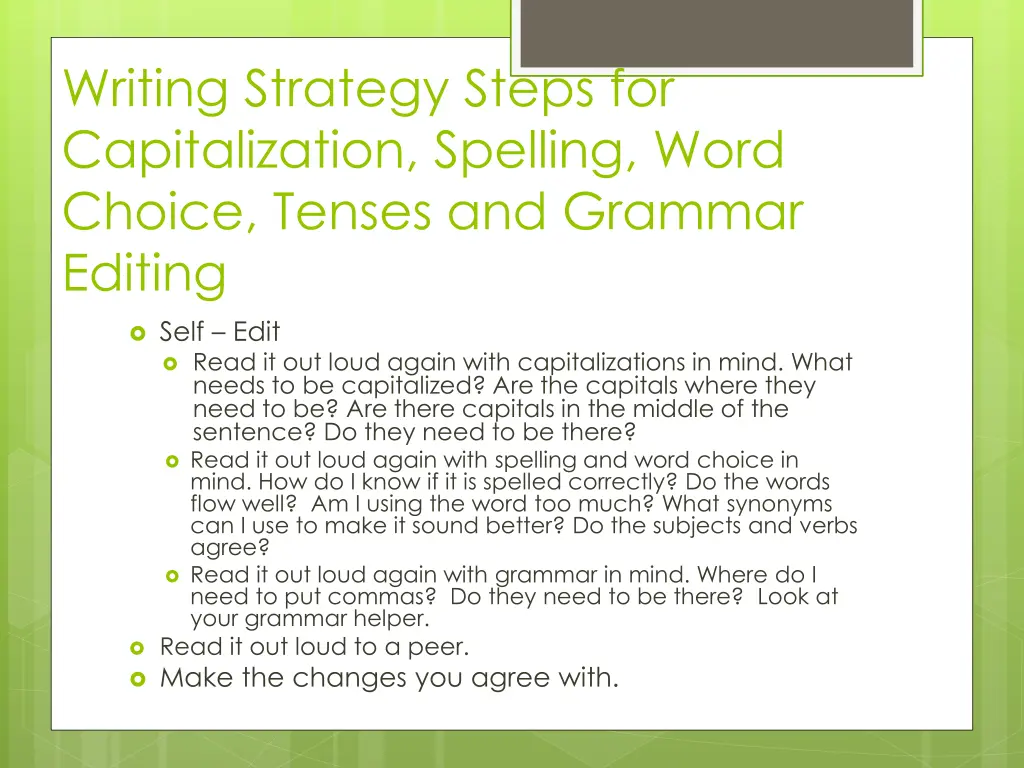 writing strategy steps for capitalization