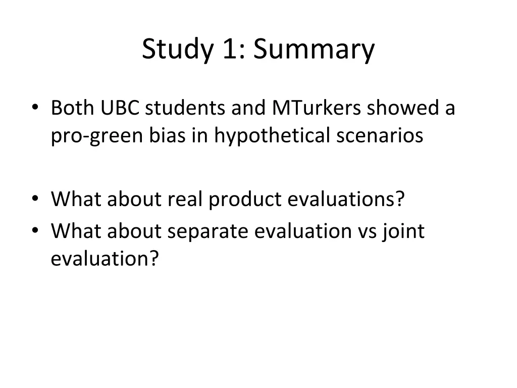 study 1 summary