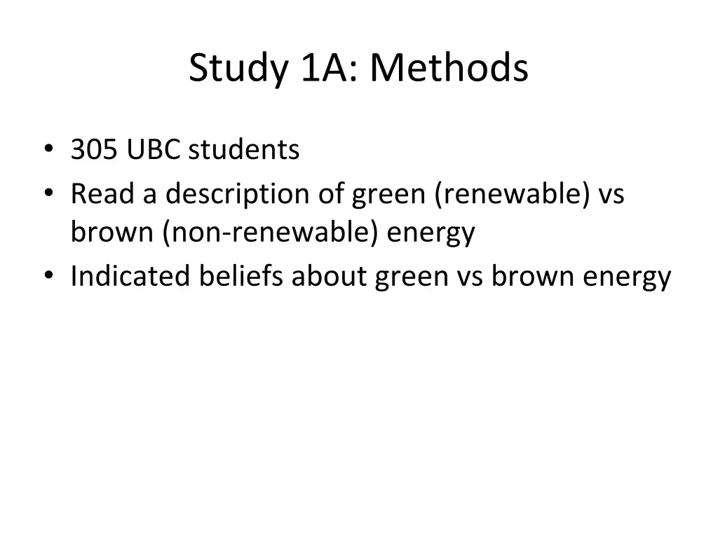 study 1a methods