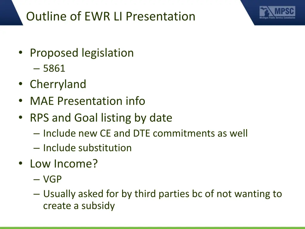 outline of ewr li presentation