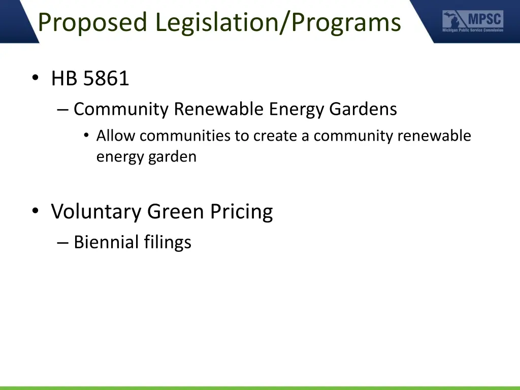 proposed legislation programs