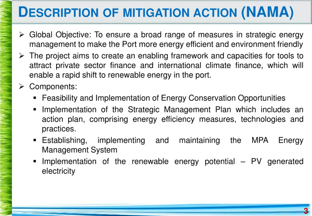 d escription of mitigation action nama