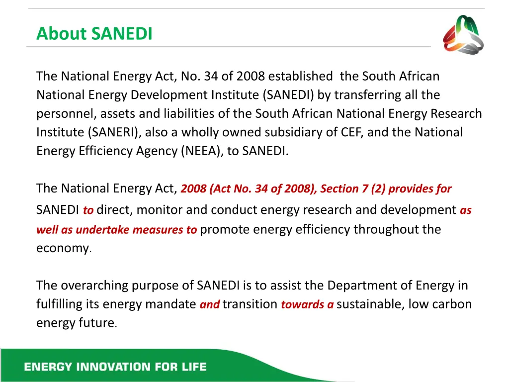 about sanedi