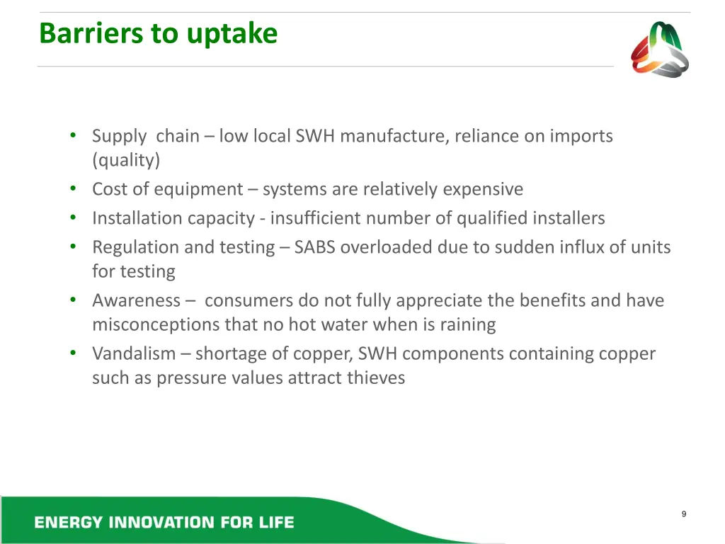 barriers to uptake