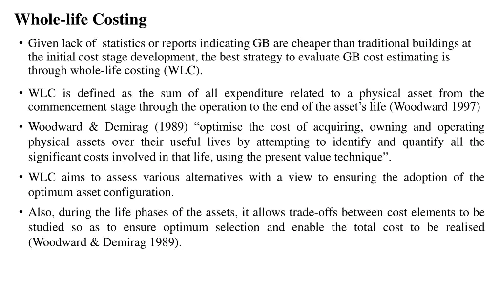 whole life costing