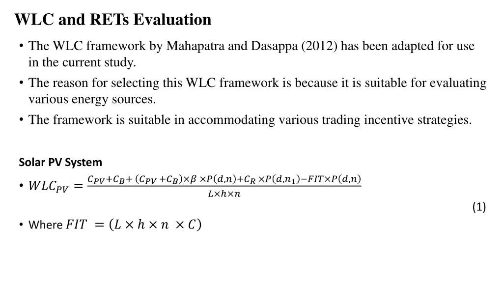 wlc and rets evaluation