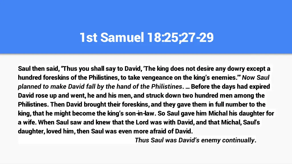 1st samuel 18 25 27 29