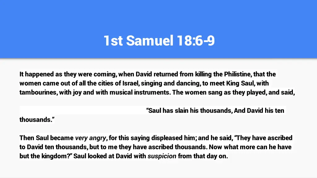 1st samuel 18 6 9