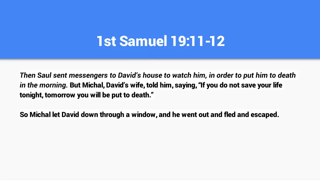 1st samuel 19 11 12