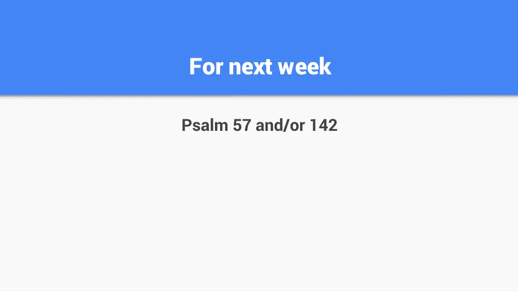 for next week