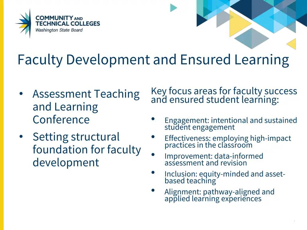 faculty development and ensured learning