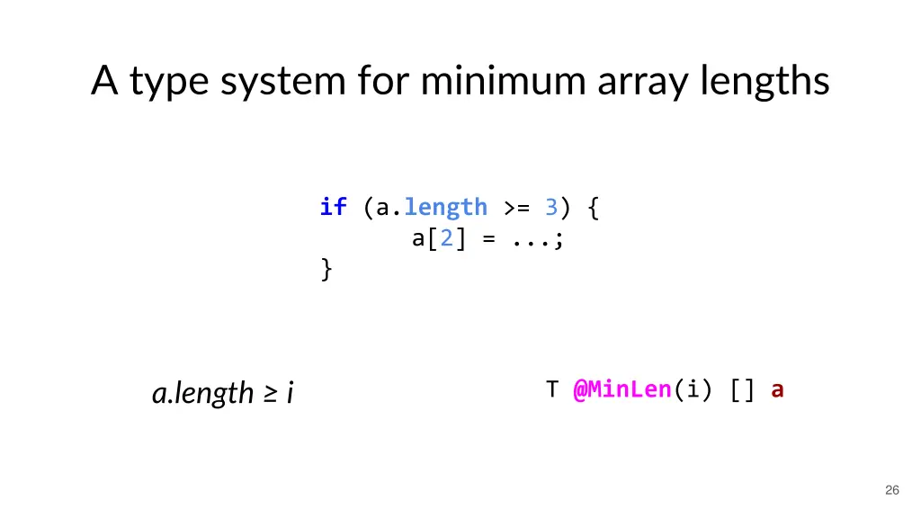 a type system for minimum array lengths 1