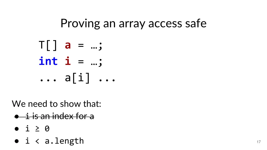 proving an array access safe 1