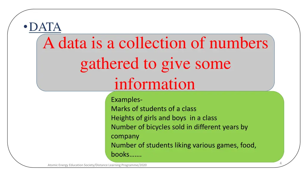 data a data is a collection of numbers gathered