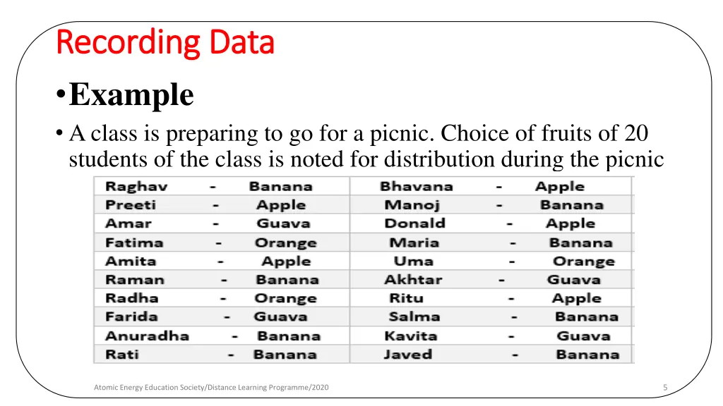 recording data recording data example a class