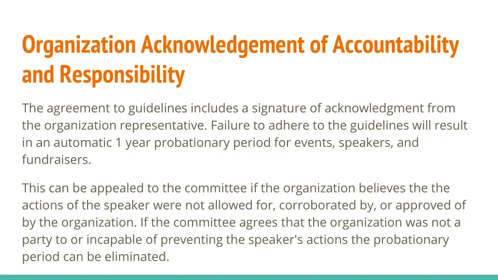organization acknowledgement of accountability