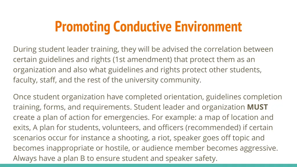 promoting conductive environment