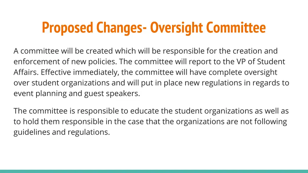 proposed changes oversight committee