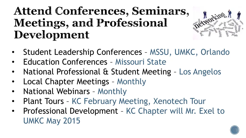attend conferences seminars meetings