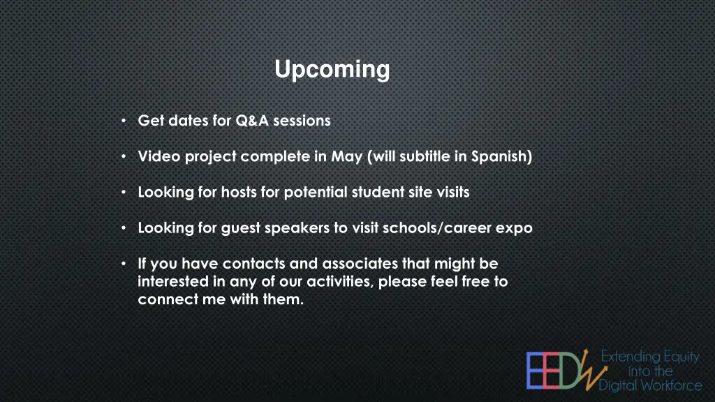 upcoming