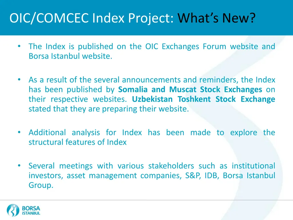 oic comcec index project what s new