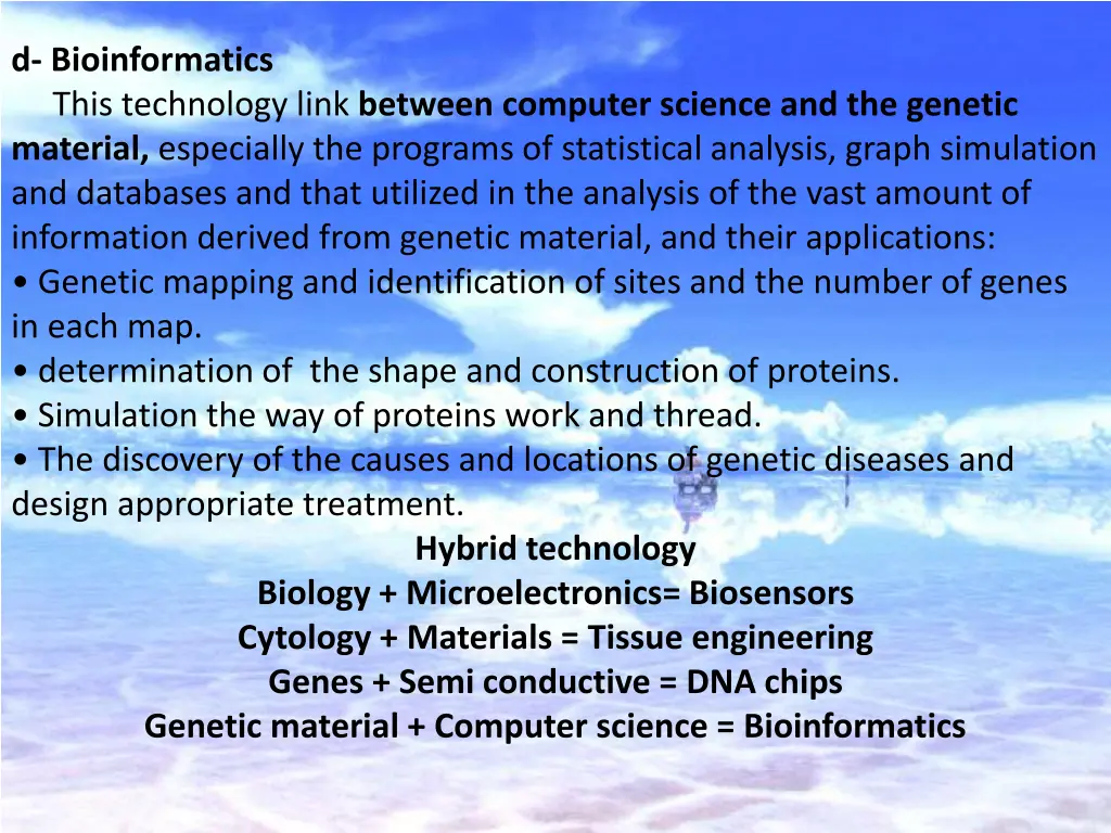 d bioinformatics this technology link between