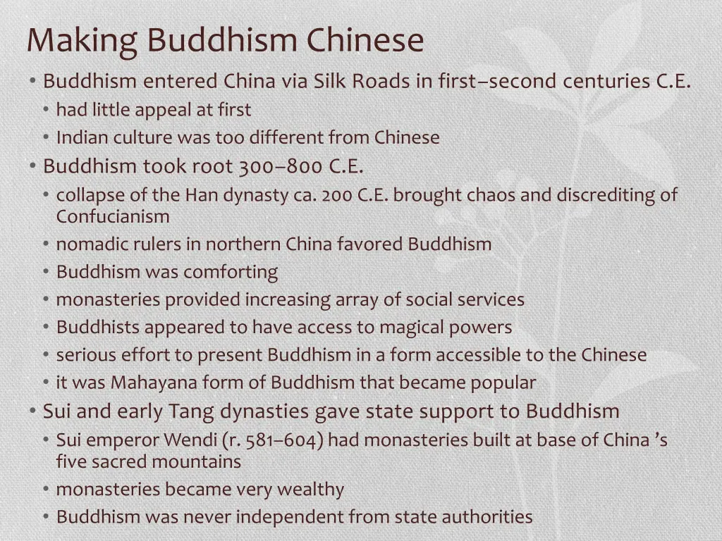 making buddhism chinese buddhism entered china