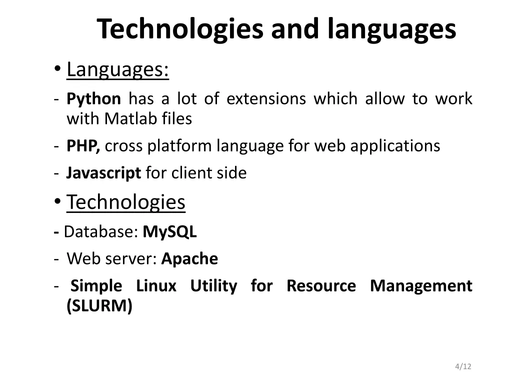 technologies and languages languages python