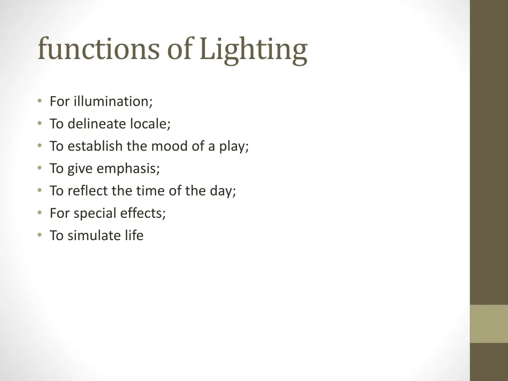 functions of lighting