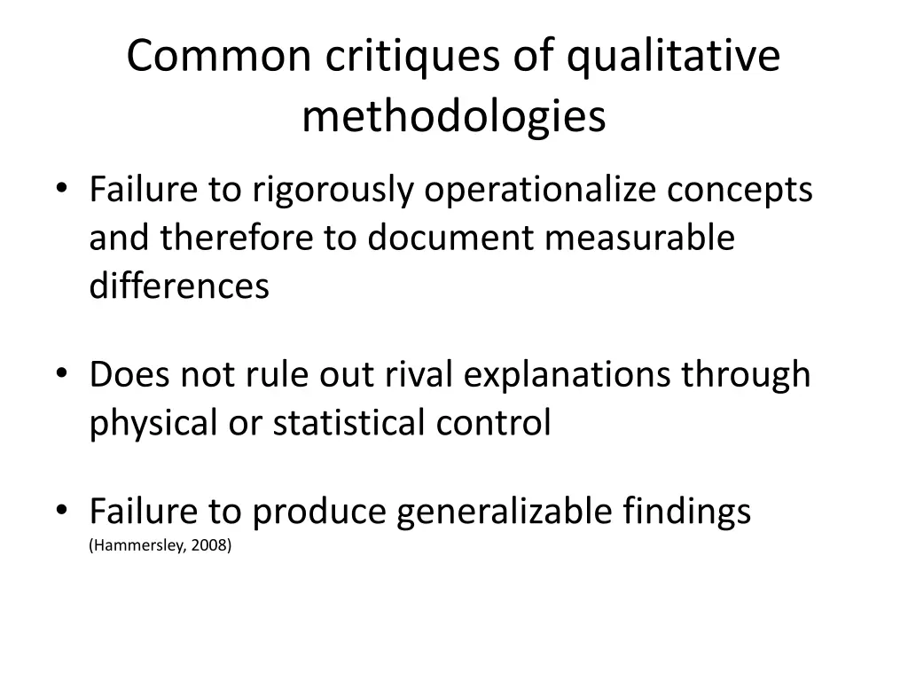 common critiques of qualitative methodologies