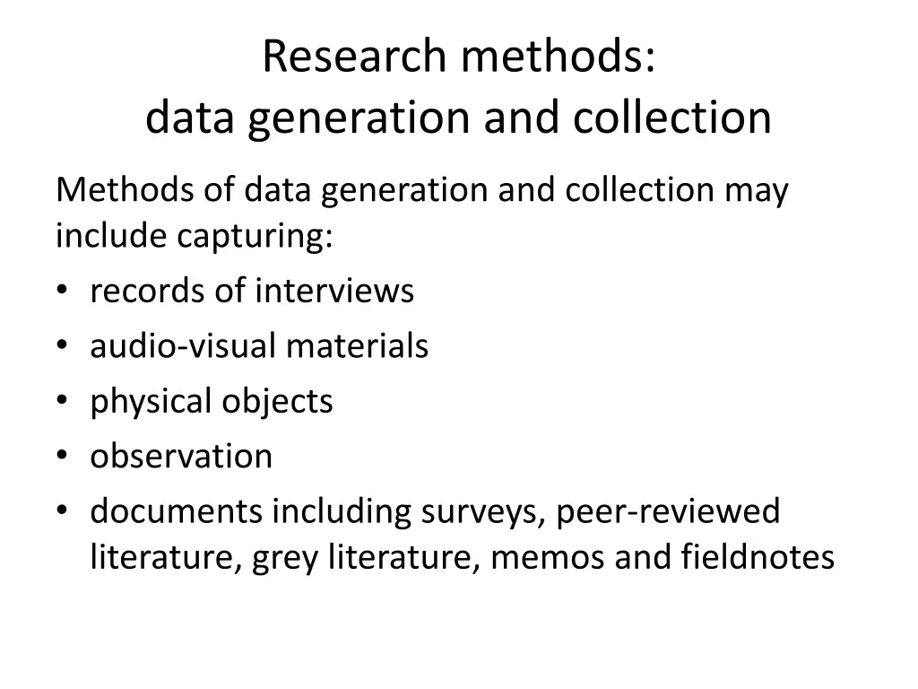 research methods data generation and collection