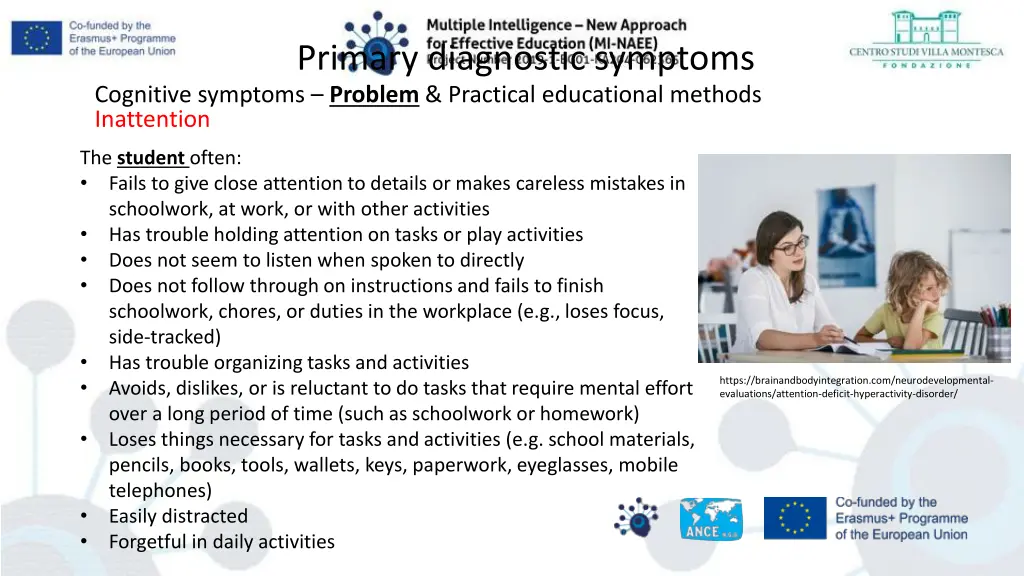 primary diagnostic symptoms cognitive symptoms 1