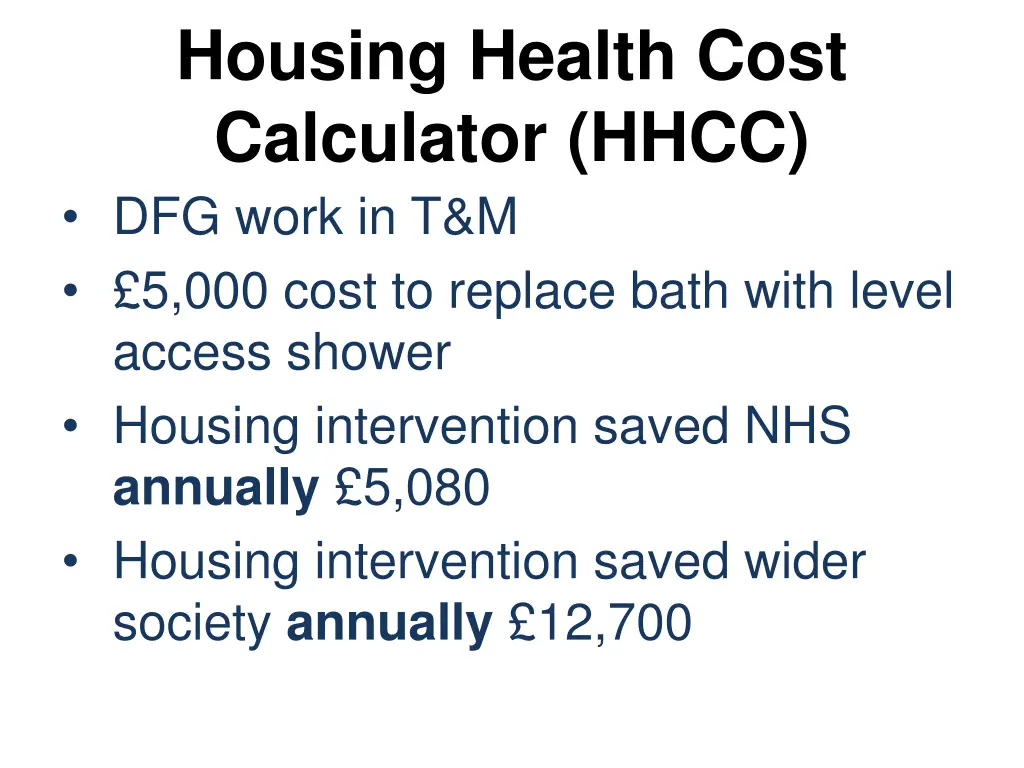 housing health cost calculator hhcc dfg work