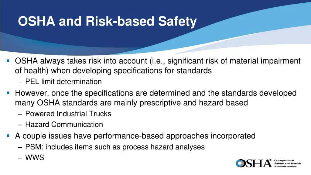 osha and risk based safety
