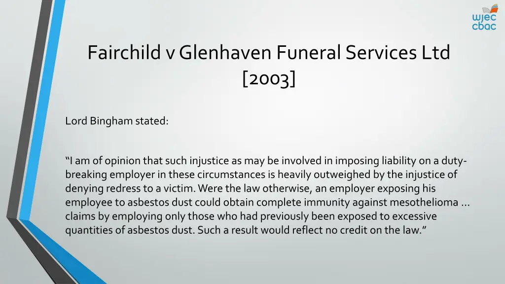 fairchild v glenhaven funeral services ltd 2003 1
