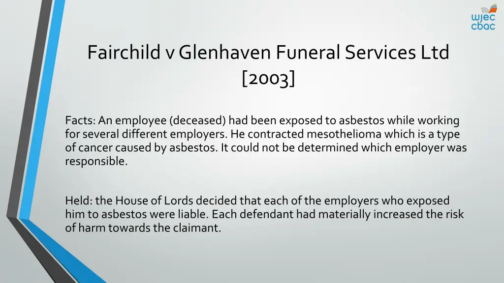 fairchild v glenhaven funeral services ltd 2003
