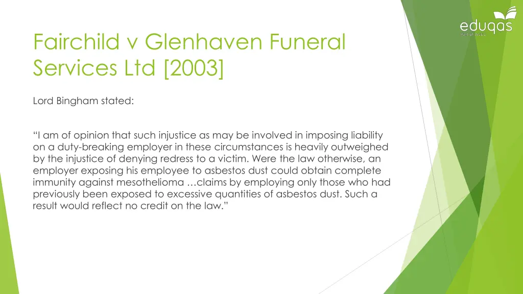 fairchild v glenhaven funeral services ltd 2003 1