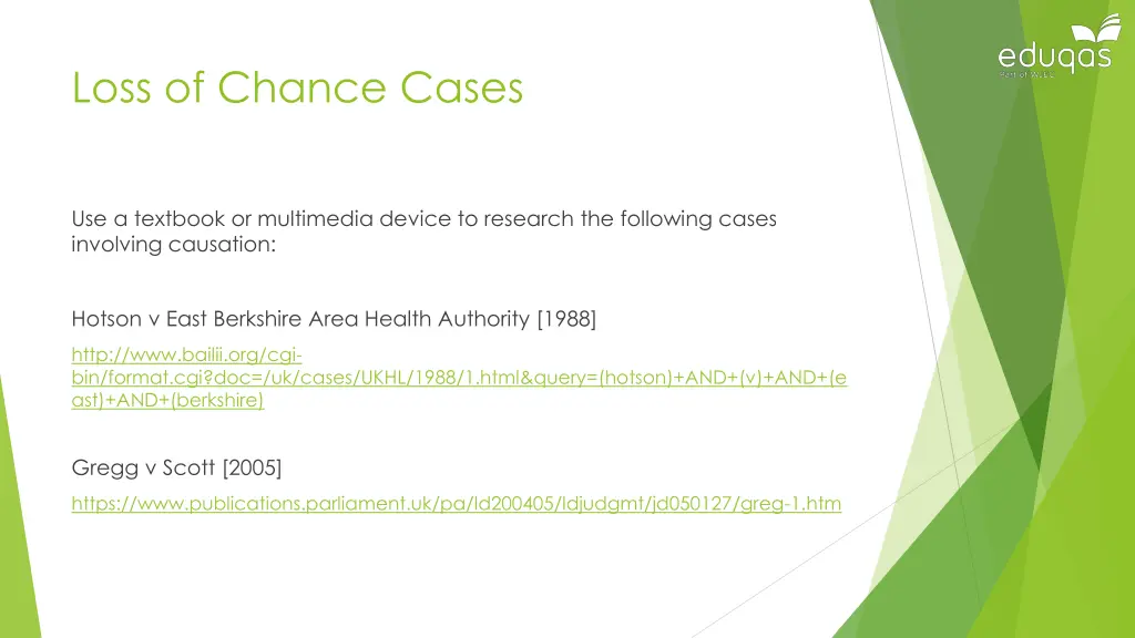 loss of chance cases 1