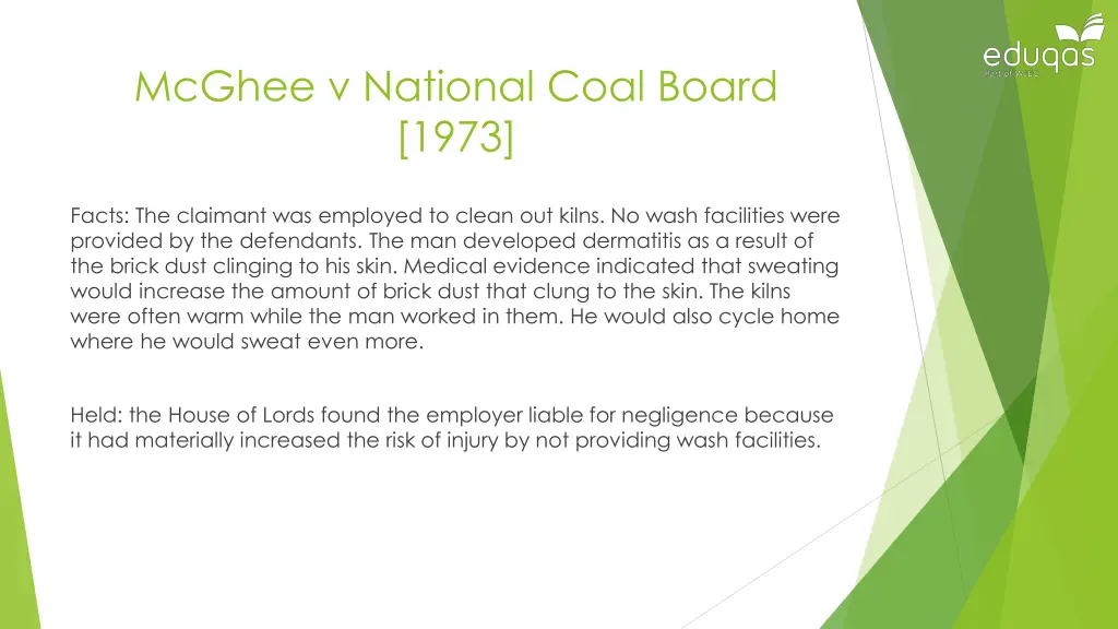 mcghee v national coal board 1973