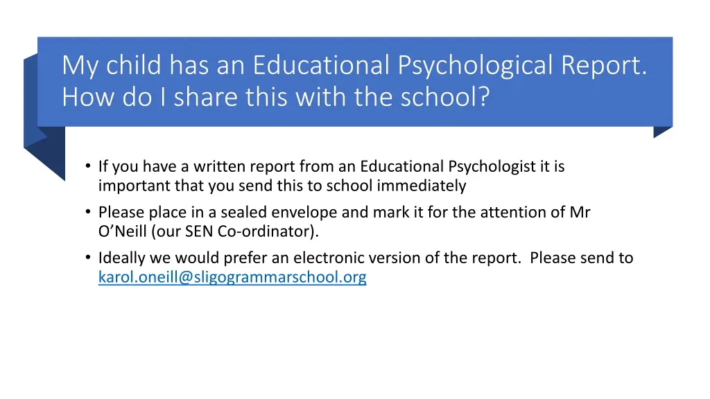 my child has an educational psychological report