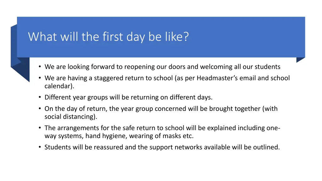 what will the first day be like